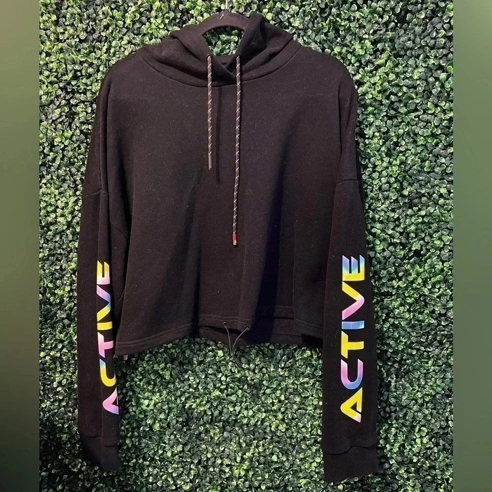 Zyia Ombrè Black Crop Hoodie-Xl - Picture 2 of 4